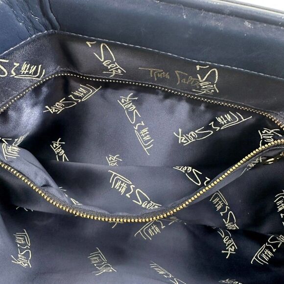 Ruth Saltz Clutch Handbag Vintage Leather Navy Blue Lion Classic Evening Purse - Picture 9 of 11